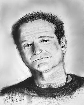 Actors Digital Art - Robin Williams 2 by Marcello Cicchini