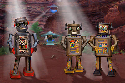 Surrealism Photo Royalty Free Images - Robots With Attitudes  Royalty-Free Image by Mike McGlothlen