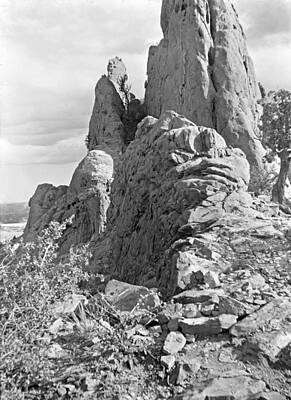 Fall Pumpkins - Rock Formation Garden of the Gods Colorado 1915 by A Macarthur Gurmankin
