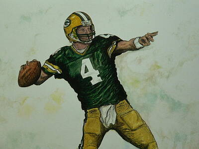 Football Painting Royalty Free Images - Rocket Favre Royalty-Free Image by Dan Wagner