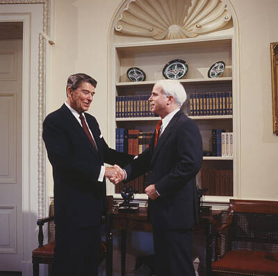 Politicians Rights Managed Images - Ronald Reagan and John McCain Royalty-Free Image by Carol Highsmith