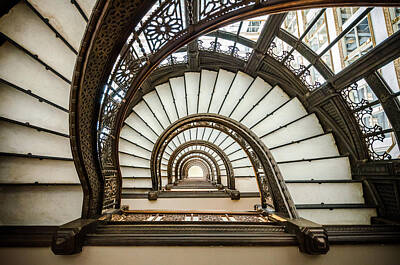 Cities Photos - Rookery Building Oriel Staircase by Anthony Doudt