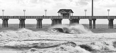 Cat Tees - Rough Surf at Jennettes Pier Nags Head  3283 by Jack Schultz