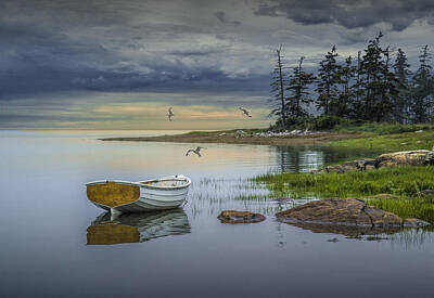 Randall Nyhof Royalty-Free and Rights-Managed Images - Row Boat by Mount Desert Island by Randall Nyhof