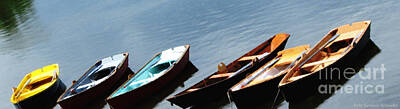 Roses Photos - Rowboats on Buffalo NY Delaware Park Hoyt Lake Oil Painting Effect by Rose Santuci-Sofranko
