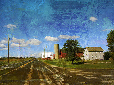 Minimalist Movie Posters 2 Rights Managed Images - Rural WI Road w texture Royalty-Free Image by Anita Burgermeister