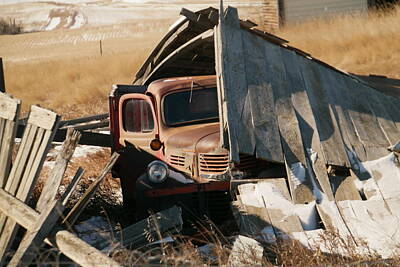 Art Deco - Rust under the fallen barn in Navaho Montana by Jeff Swan