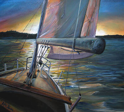 Sports Painting Royalty Free Images - Smooth Sailing Royalty-Free Image by Stefan Kaertner