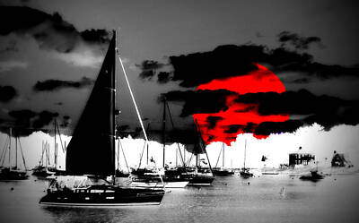 Surrealism Photo Royalty Free Images - Sailboats In The Marina Surreal Royalty-Free Image by Aurelio Zucco