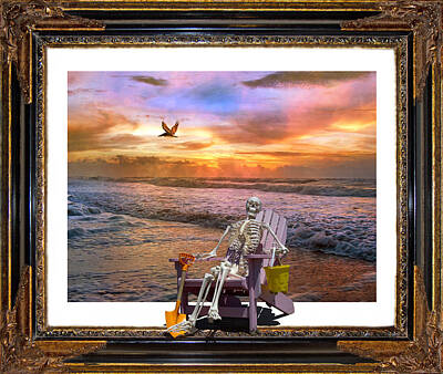 Beach Digital Art - Sam Hangs out with the Sunrise by Betsy Knapp