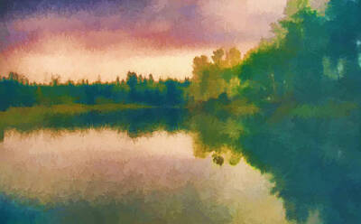 Animal Portraits - Scene at the Lake in Watercolor by Cathy Anderson
