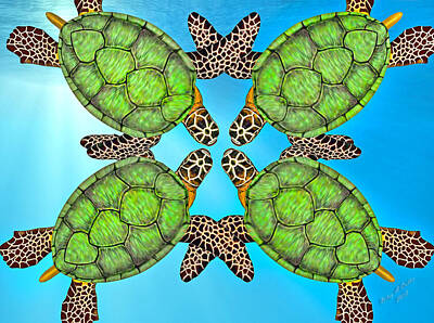 Reptiles Digital Art - Sea Turtles by Betsy Knapp