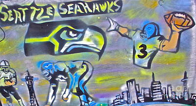 Recently Sold - Football Painting Royalty Free Images - Seattle Seahawks 2 Royalty-Free Image by Tony B Conscious