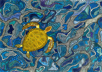 Reptiles Drawings - Sea Turtle Impression by Andreas Berthold