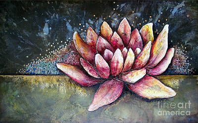 Portraits Paintings - Self Portrait with Lotus by Shadia Derbyshire