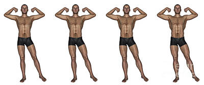Athletes Royalty-Free and Rights-Managed Images - Set Of Four Men Showing Progression by Elena Duvernay