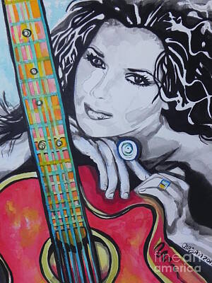 Celebrities Paintings - Shania Twain by Chrisann Ellis