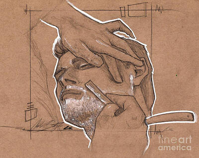 Portraits Drawings - Shave Therapy by Shop Aethetiks
