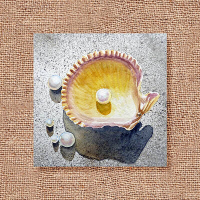 Still Life Paintings - She Sells Seashells Decorative Collage by Irina Sztukowski