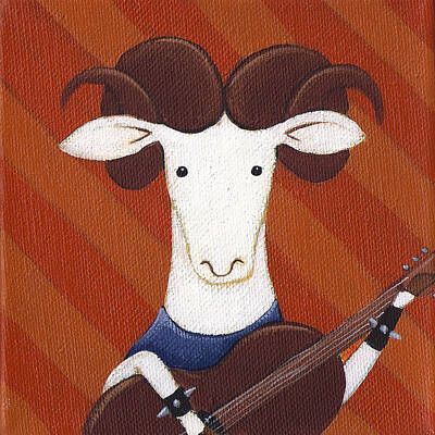 Mammals Paintings - Sheep Guitar by Christy Beckwith