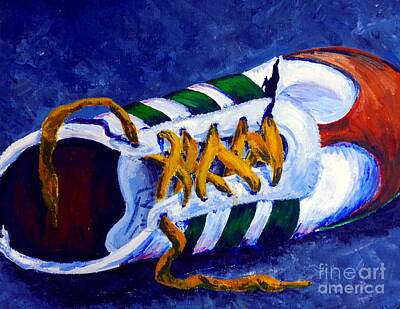 Abstract Dining Rights Managed Images - Shoeless One Shoe Tennis Gym Sports Athletic Basketball White Green Sneaker Jackie Carpenter  Royalty-Free Image by Jackie Carpenter