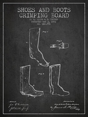 The Dream Cat - Shoes and Boots Crimping Board Patent from 1881 - Charcoal by Aged Pixel