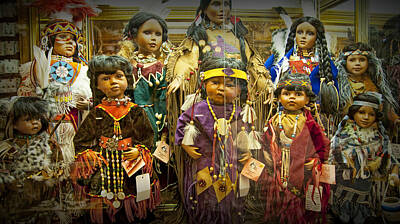Randall Nyhof Royalty-Free and Rights-Managed Images - Shop Display of American Indian Dolls by Randall Nyhof