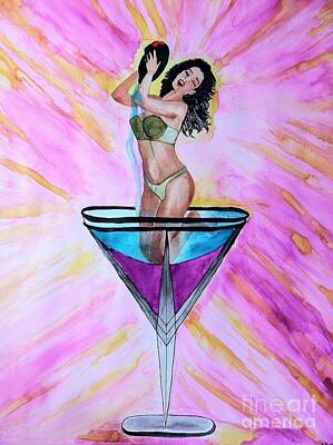 Martini Paintings - Silk Panty Martini by Melissa Darnell Glowacki