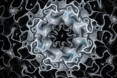 Multichromatic Abstracts - Silver Space Flower Fractal Art by Matthias Hauser