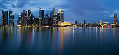 Owls Rights Managed Images - Singapore City Skyline Panorama at Twilight Royalty-Free Image by Jit Lim