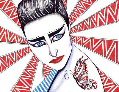 Musicians Drawings - Siouxsie Sioux by Shawna Rowe
