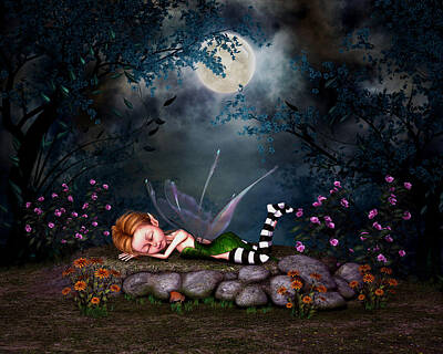 Whimsical Flowers - Sleeping Forest Fairy by John Junek