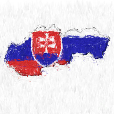 Impressionism Photo Royalty Free Images - Slovakia Painted Flag Map Royalty-Free Image by Antony McAulay