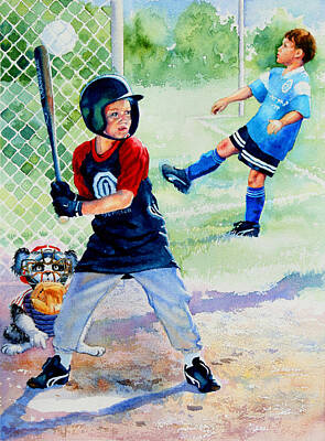 Sports Paintings - Slugger And Kicker by Hanne Lore Koehler