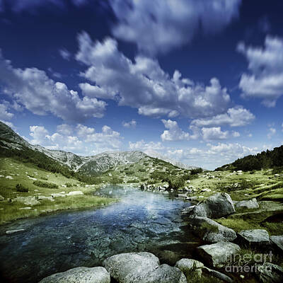 Mountain Royalty-Free and Rights-Managed Images - Small Stream In The Mountains Of Pirin by Evgeny Kuklev