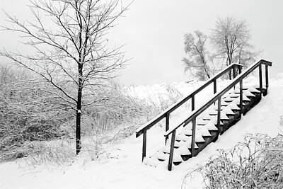 Recently Sold - Crystal Wightman Royalty-Free and Rights-Managed Images - Snow Cover Stairs by Crystal Wightman