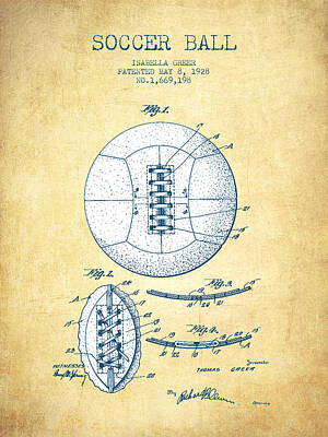 Football Digital Art - Soccer Ball Patent from 1928 - Vintage Paper by Aged Pixel