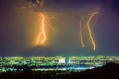 James Bo Insogna Royalty-Free and Rights-Managed Images - South Mountain Lightning Strike Phoenix AZ by James BO Insogna