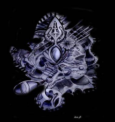 Best Sellers - Science Fiction Drawings - Space statue by Chris Gill