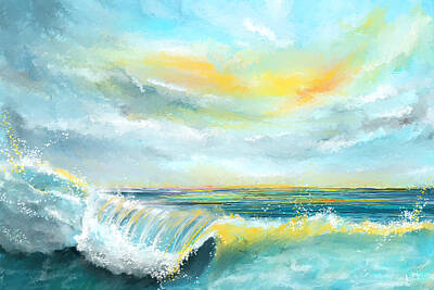 Abstract Paintings - Splash Of Sun - Seascapes Sunset Abstract Painting by Lourry Legarde