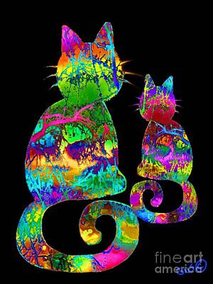 Mammals Drawings - Splatter Cats3 by Nick Gustafson