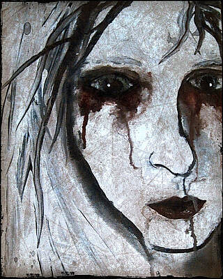 Open Impressionism California Desert Rights Managed Images - Spooky Gothic Zombie Portrait Painting Fine Art Print Royalty-Free Image by Laura Carter