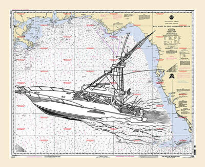 Sports Drawings - Sport Fishing off the Gulf Coast by Jack Pumphrey