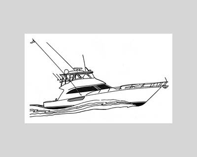 Sports Drawings - Sport Fishing Yacht by Jack Pumphrey