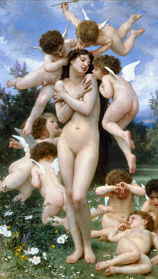 Nudes Digital Art - Springtime by William Bouguereau