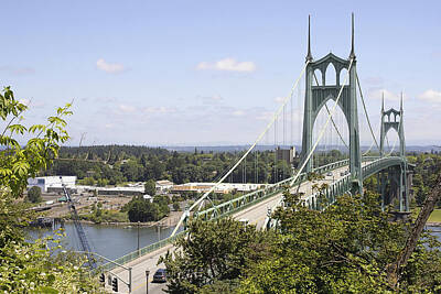 Word Signs Royalty Free Images - St Johns Bridge with Traffic Over Willamette River Royalty-Free Image by Jit Lim