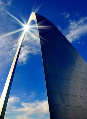 Abstract Skyline Photos - St. Louis Arch and Sun Reflection by Lane Erickson