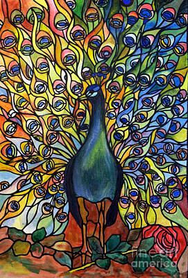 Easter Bunny - Stained Glass Tiffany of Peacock by Donna Walsh
