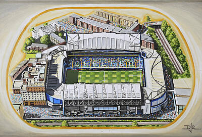 Recently Sold - Football Painting Royalty Free Images - Stamford Bridge - Chelsea Royalty-Free Image by D J Rogers