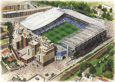 Football Painting Royalty Free Images - Stamford Bridge - Chelsea Royalty-Free Image by Kevin Fletcher